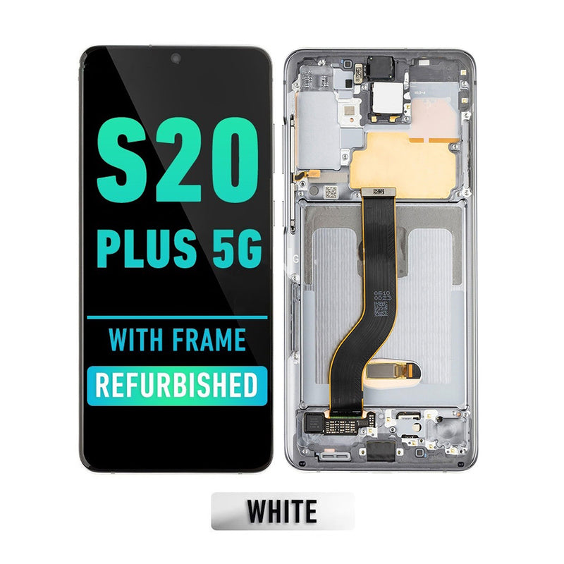 Samsung Galaxy S20 Plus 5G OLED Screen Assembly Replacement With Frame (Compatible with All Carriers) (Refurbished) (Cloud White)