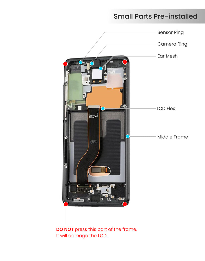 Samsung Galaxy S20 Plus 5G OLED Screen Assembly Replacement With Frame (Compatible with All Carriers) (Refurbished) (Cloud Blue)