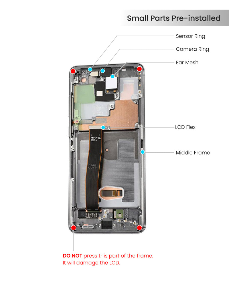 Samsung Galaxy S20 Ultra 5G OLED Screen Assembly Replacement With Frame (Compatible with All Carriers) (Refurbished) (Cosmic Gray)