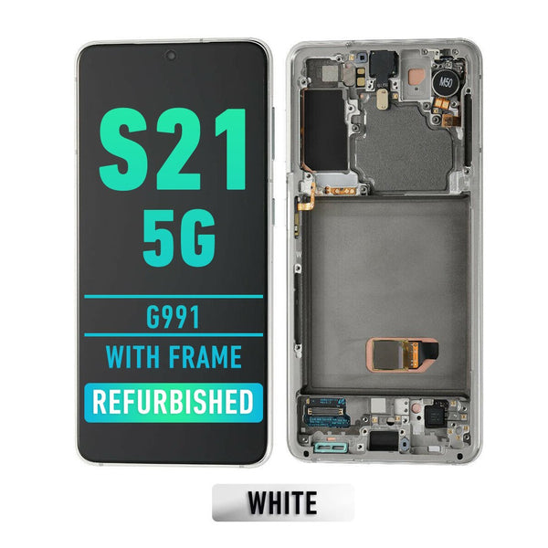 Samsung Galaxy S21 5G (G991) OLED Screen Assembly Replacement With Frame (Refurbished) (Phantom White)