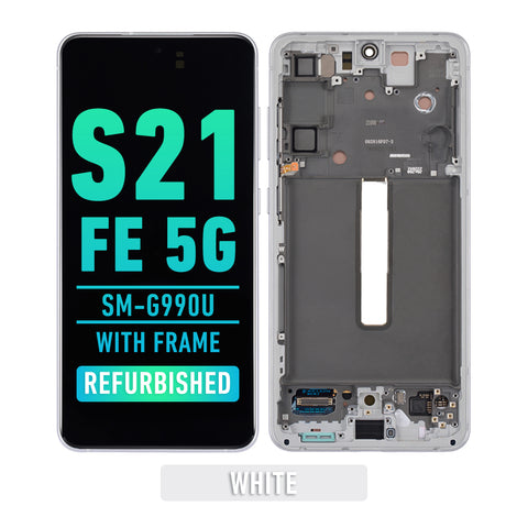 Samsung Galaxy S21 FE 5G OLED Screen Assembly Replacement With Frame (NORTH AMERICA VERSION) (Refurbished) (White)
