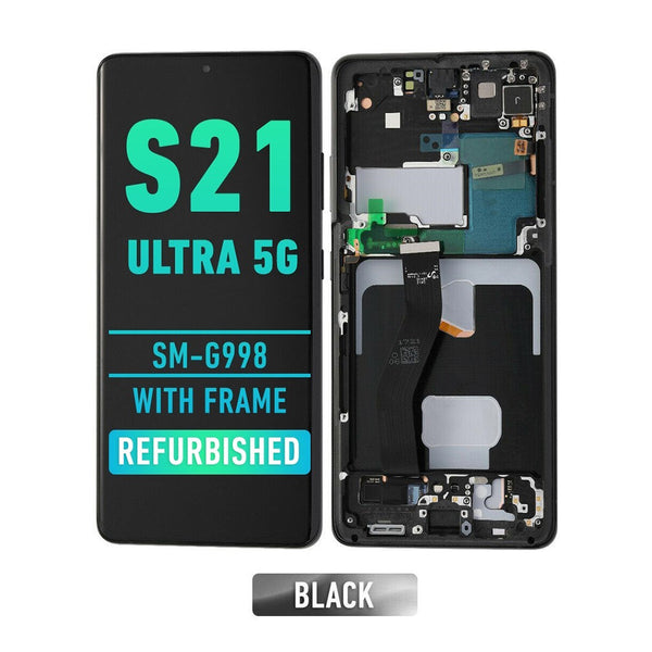 Samsung Galaxy S21 Ultra 5G SM-G998 OLED Screen Assembly Replacement With Frame (Refurbished) (Phantom Black)