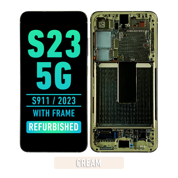 Samsung Galaxy S23 5G OLED Screen Assembly Replacement With Frame (Refurbished) (Cream)