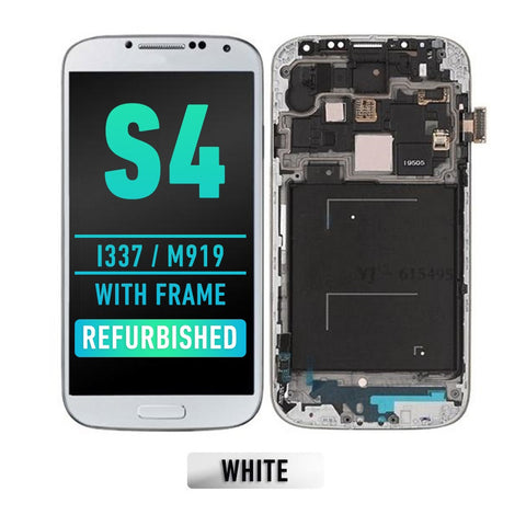 Samsung Galaxy S4 (I337 / M919) (AT&T & T-Mobile / Straight Talk) OLED Screen Assembly Replacement With Frame (Refurbished) (White Frost)