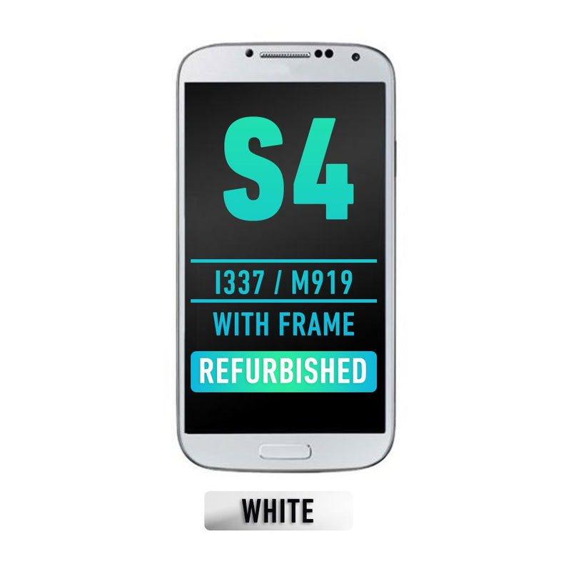 Samsung Galaxy S4 (I337 / M919) (AT&T & T-Mobile / Straight Talk) OLED Screen Assembly Replacement With Frame (Refurbished) (White Frost)