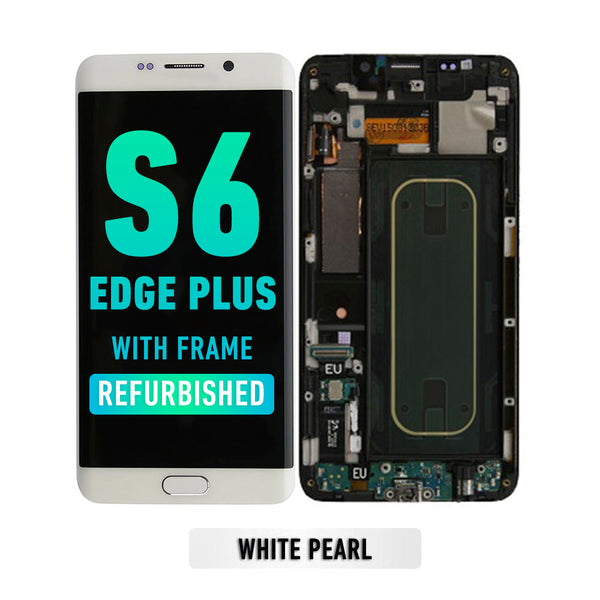 Samsung Galaxy S6 Edge Plus OLED Screen Assembly Replacement With Frame (AT&T / T-Mobile) (Refurbished) (White Pearl)