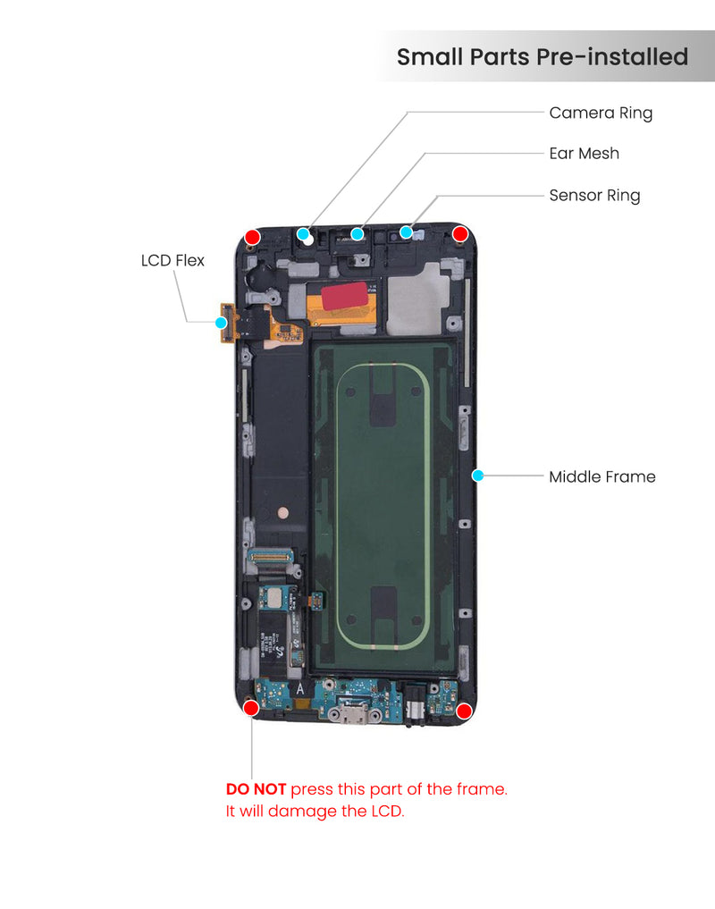 Samsung Galaxy S6 Edge Plus OLED Screen Assembly Replacement With Frame (AT&T / T-Mobile) (Refurbished) (Black Sapphire)