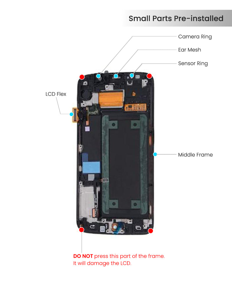 Samsung Galaxy S6 Edge OLED Screen Assembly Replacement With Frame (AT&T / T-Mobile / International) (Premium) (Blue Topaz)