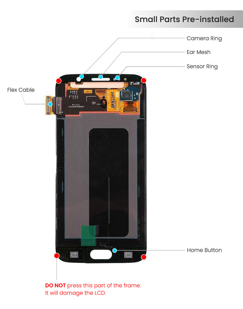 Samsung Galaxy S6 Active OLED Screen Assembly Replacement Without Frame Active (Refurbished) (Blue)