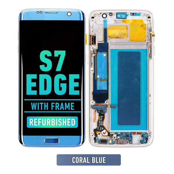 Samsung Galaxy S7 Edge OLED Screen Assembly Replacement With Frame (US Version) (Refurbished) (Blue Coral)