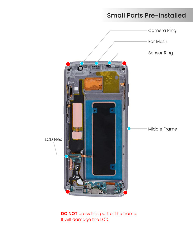 Samsung Galaxy S7 Edge OLED Screen Assembly Replacement With Frame (US Version) (Refurbished) (Blue Coral)