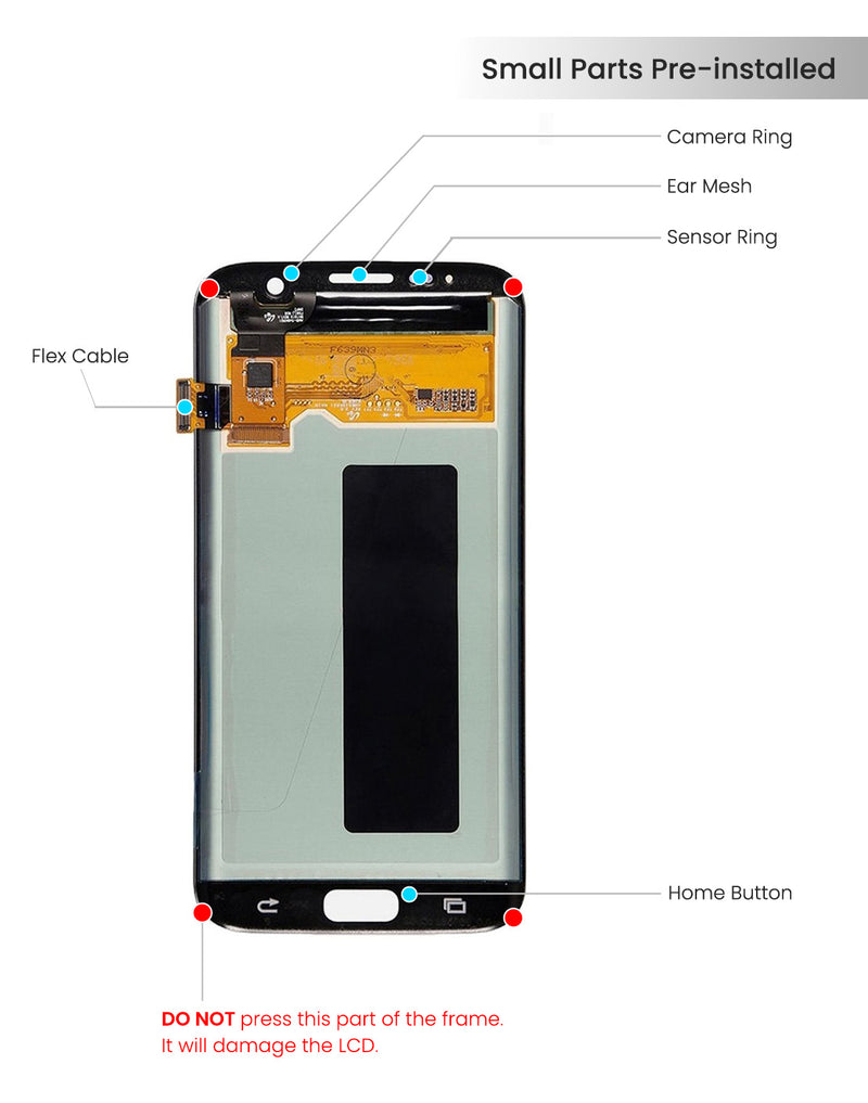 Samsung Galaxy S7 Edge OLED Screen Assembly Replacement Without Frame (All Version) (Refurbished) (Gold Platinum)