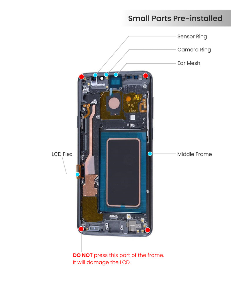 Samsung Galaxy S9 Plus OLED Screen Assembly Replacement With Frame (Refurbished) (Titanium Gray)