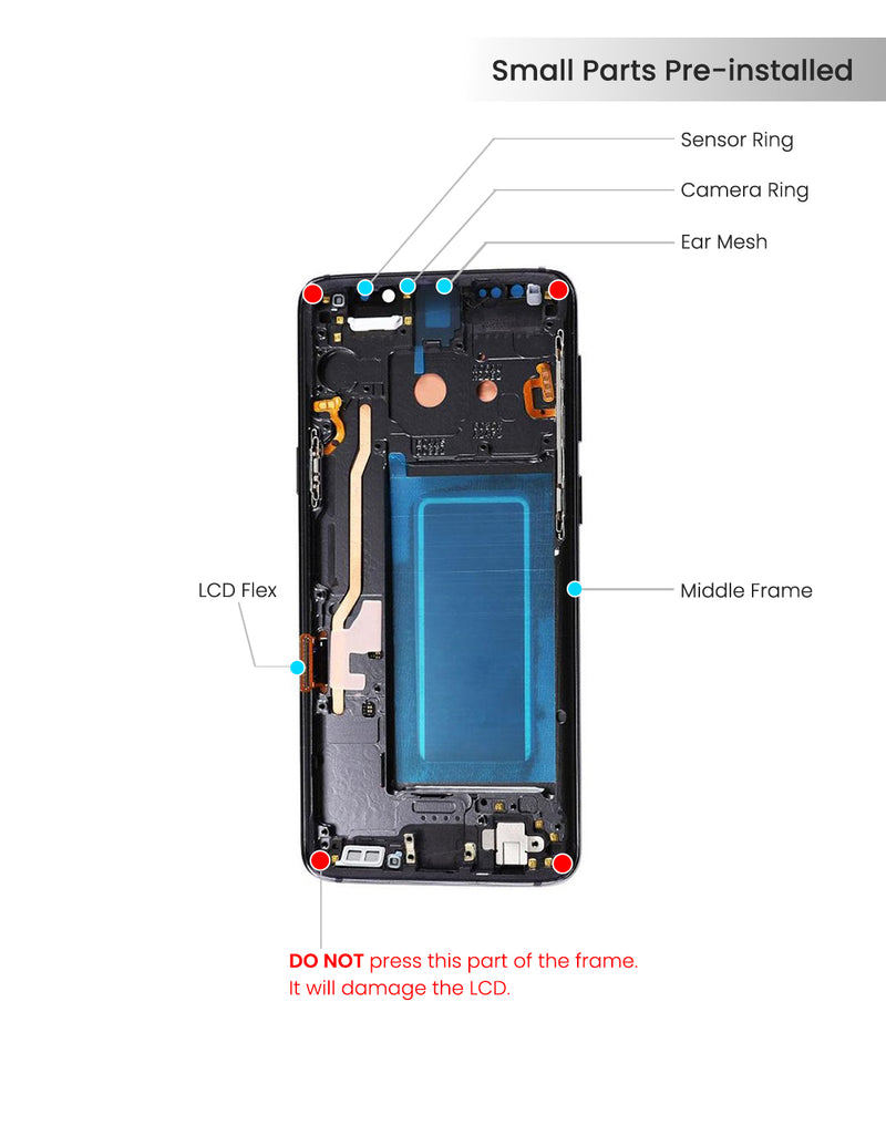 Samsung Galaxy S9 OLED Screen Assembly Replacement With Frame (Refurbished) (Lilac Purple)