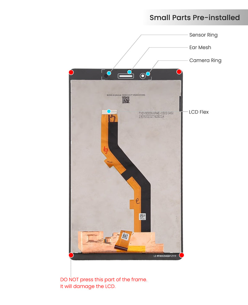 Samsung Galaxy Tab A 8.0 (T295/2019) LCD Screen Assembly Replacement With Digitizer (Black) (LTE VERSION)