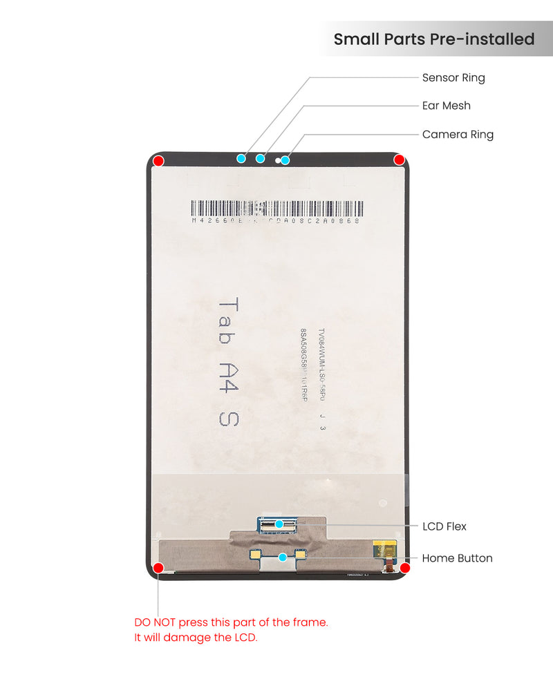 Samsung Galaxy Tab A (2020) 8.4 (T307U) LCD Screen Assembly Replacement Without Frame (Refurbished) (Black)