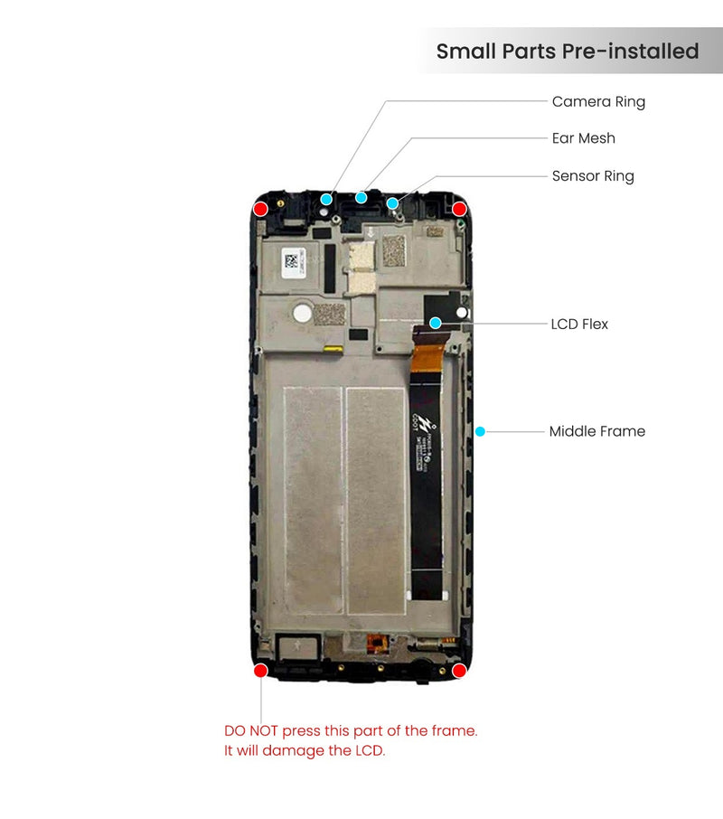 T-Mobile Revvl 2 Plus 6062W LCD Screen Assembly Replacement With Frame (Black)