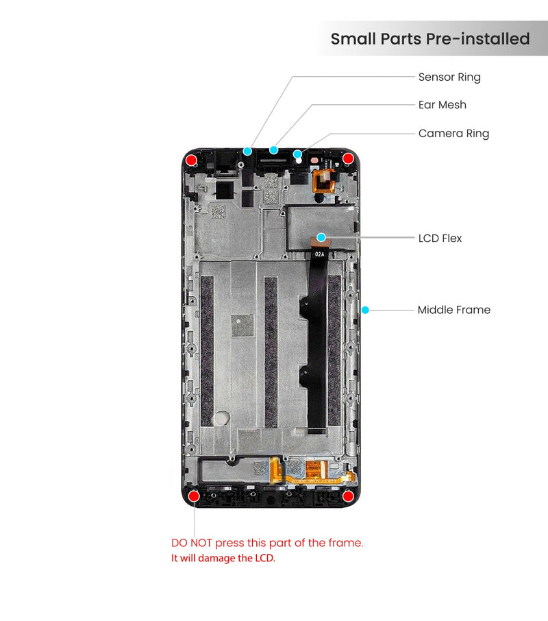 T-Mobile Revvl Plus (C3701A) LCD Screen Assembly Replacement With Frame (Black)