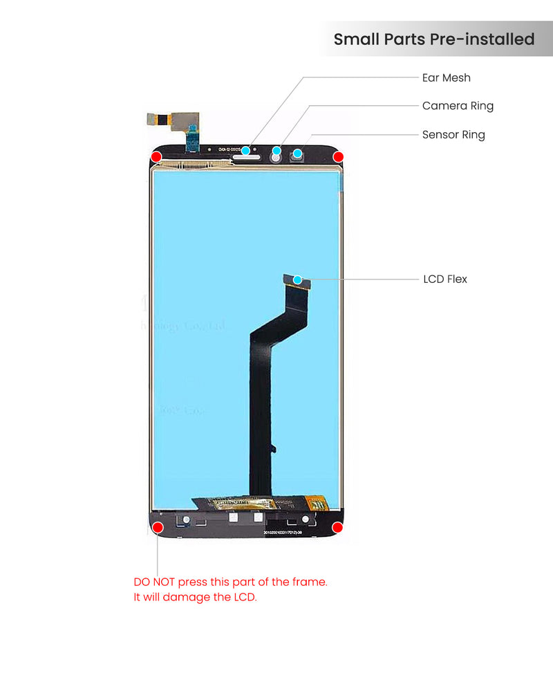 ZTE Imperial Max (Z963) LCD Screen Assembly Replacement Without Frame (Black)
