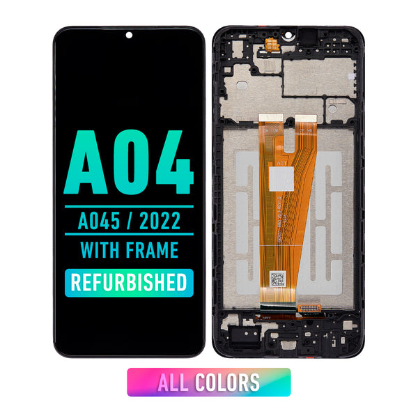 Samsung Galaxy A04 (A045 / 2022) LCD Screen Assembly Replacement With Frame (Refurbished) (All Colors)