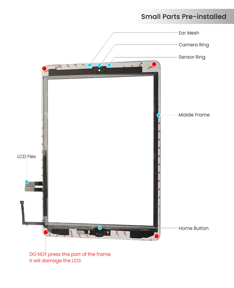 iPad 6 (2018) Digitizer Replacement (Home Button Pre-Installed) (Aftermarket Plus) (Black)