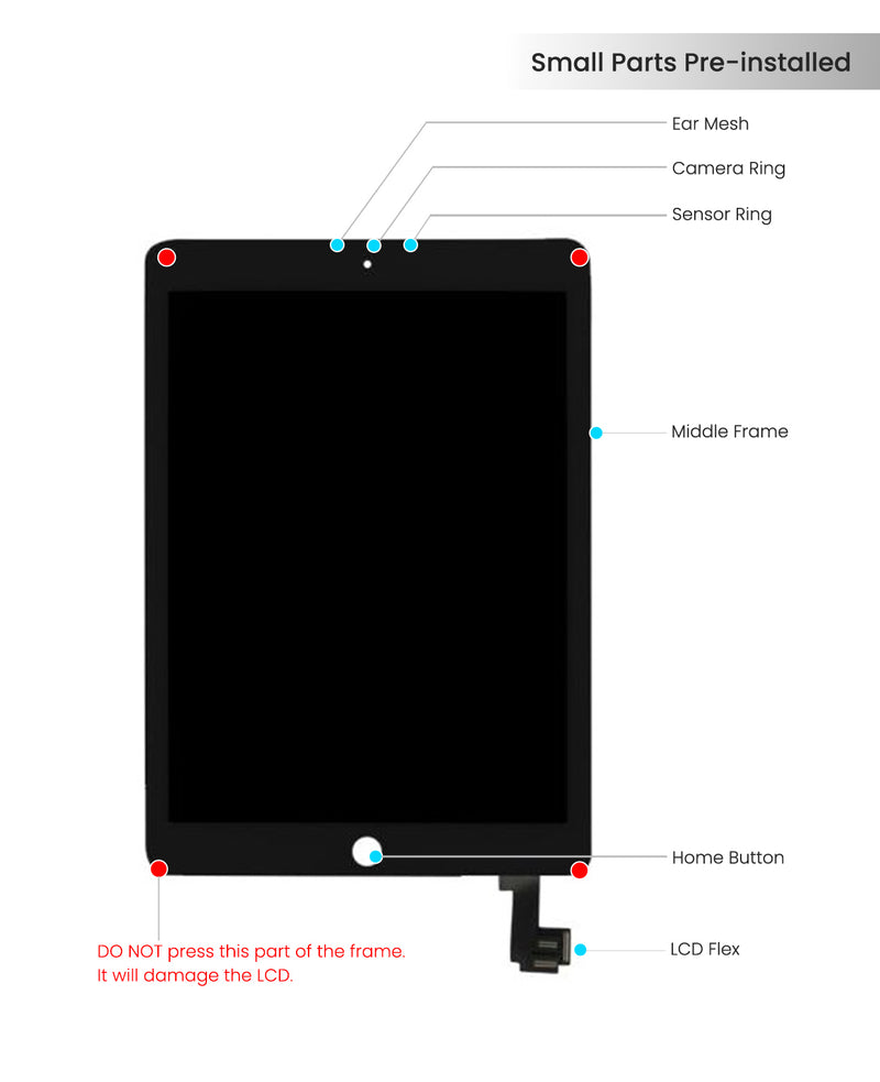 iPad Air 2 LCD Screen Assembly Replacement With Digitizer (Aftermarket Plus) (Black)