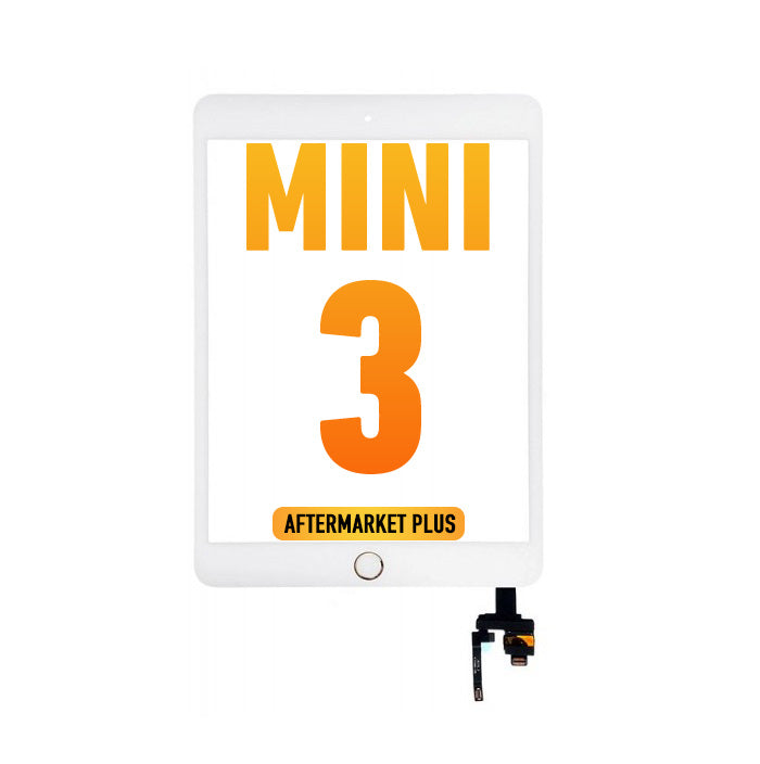 iPad Mini 3 Digitizer Replacement Without IC Chip & Home Button Pre-Installed (Aftermarket Plus) (White)
