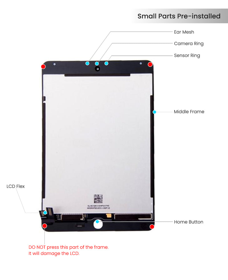 iPad Mini 4 LCD Screen Assembly Replacement With Digitizer (Sleep / Wake Sensor Flex Pre-Installed) (Aftermarket Plus) (White)