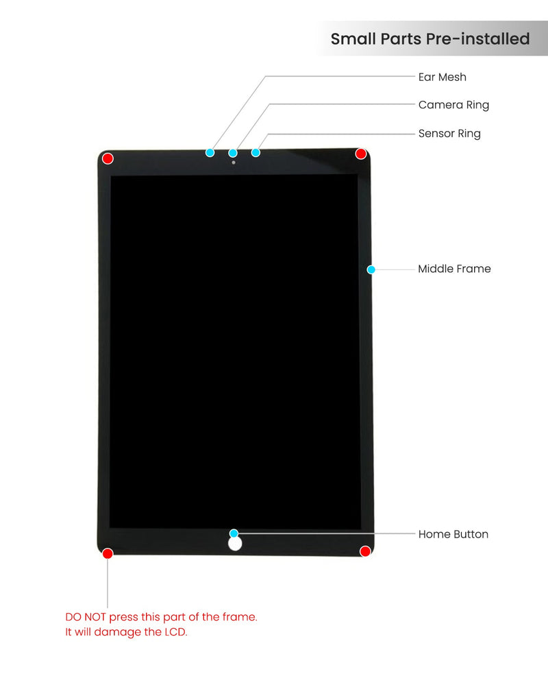 iPad Pro 12.9" (1st gen / 2015) LCD Screen Assembly Replacement With Digitizer & Daughter Board Flex Pre-Installed (Aftermarket Plus) (White)