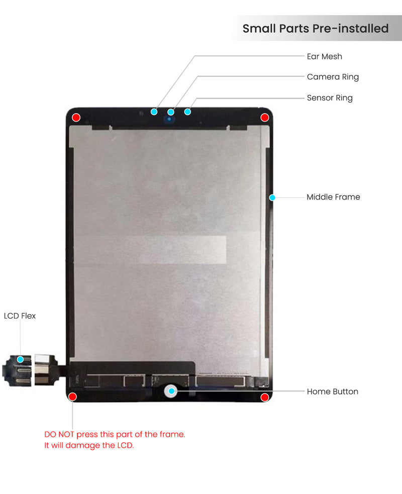 iPad Pro 9.7 LCD Screen Assembly Replacement With Digitizer (Sleep / Wake Sensor Flex Pre-Installed) (Aftermarket Plus) (Black)