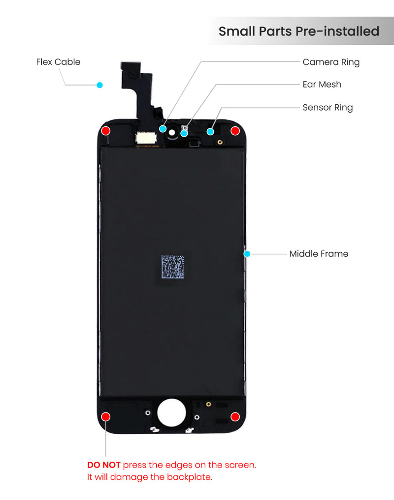 iPhone 5S / SE LCD Screen Assembly Replacement (Aftermarket | IQ5) (Black)