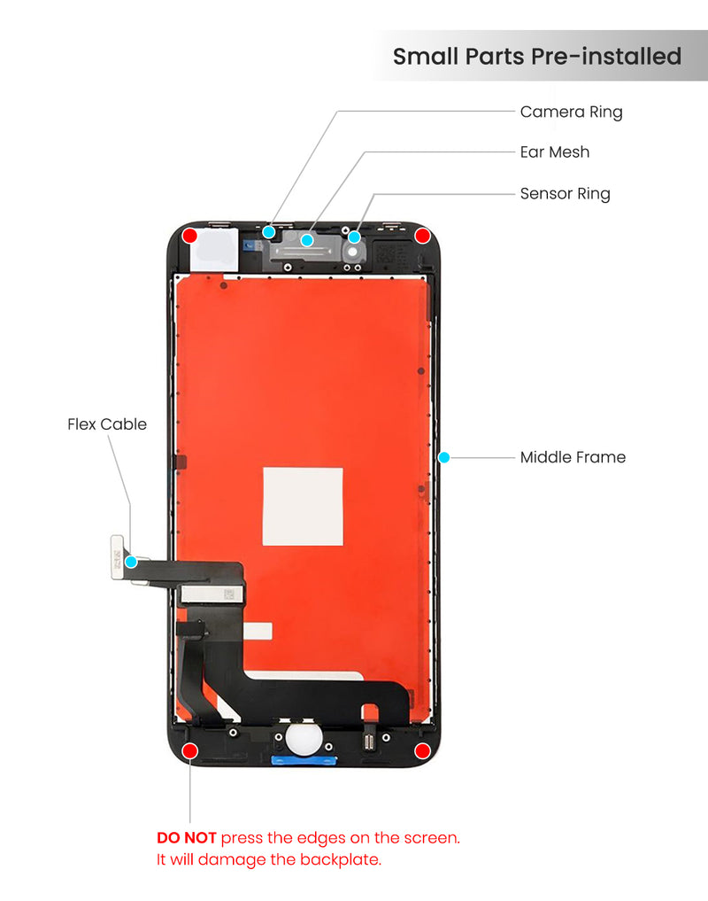 iPhone 8 Plus LCD Screen Replacement (Aftermarket | IQ5) (Black)