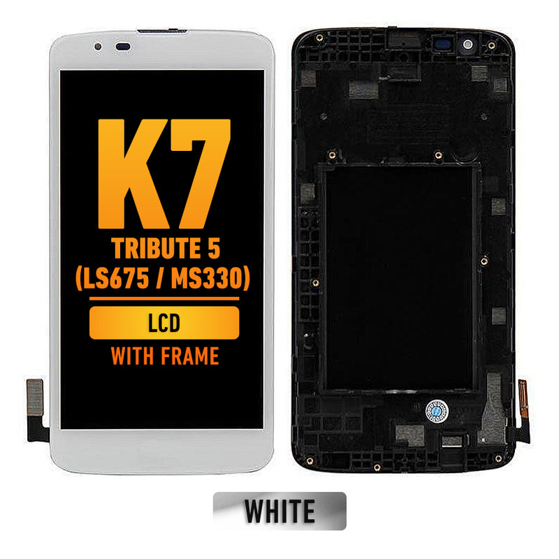 LG K7 / Tribute 5 (LS675/MS330) LCD Screen Assembly Replacement With Frame (White)