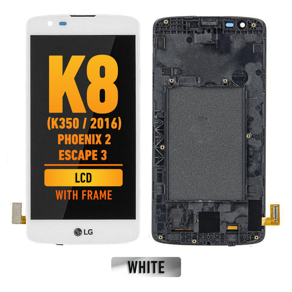 LG K8 (K350/2016)/Phoenix 2/Escape 3 LCD Screen Replacement Assembly With Frame (WHITE)