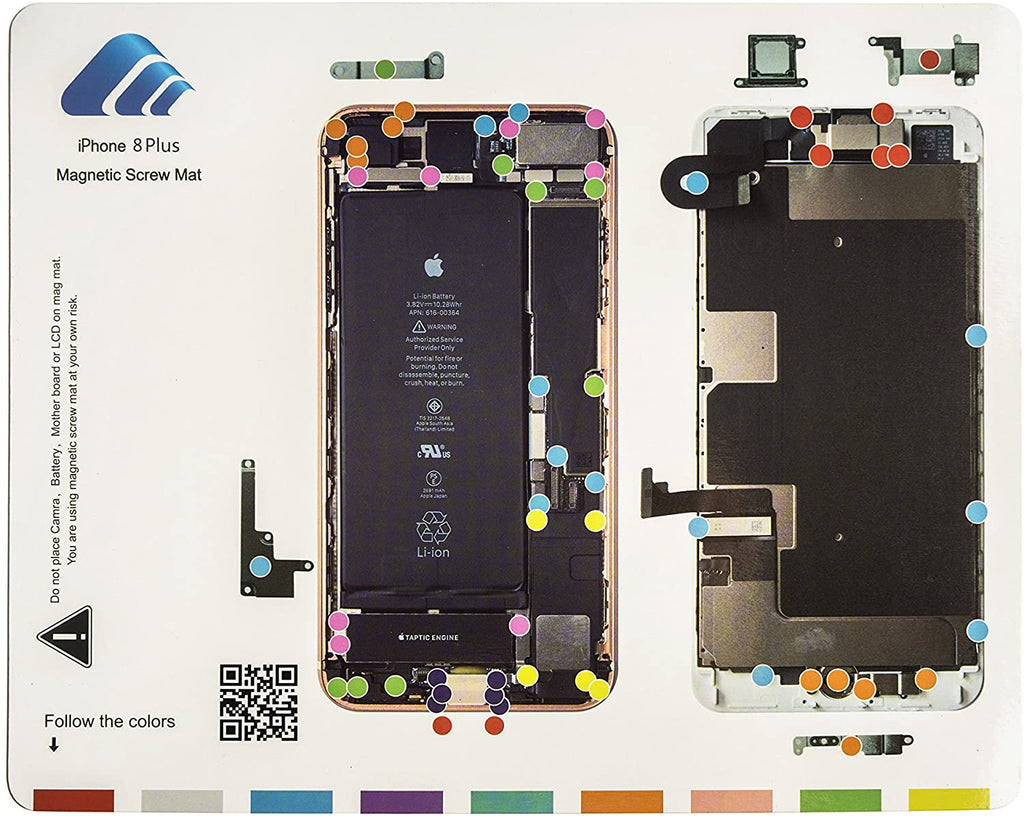 Magnetic Work Mat 16x17cm with iPhone 6 - 11 Pro Max Screw Charts