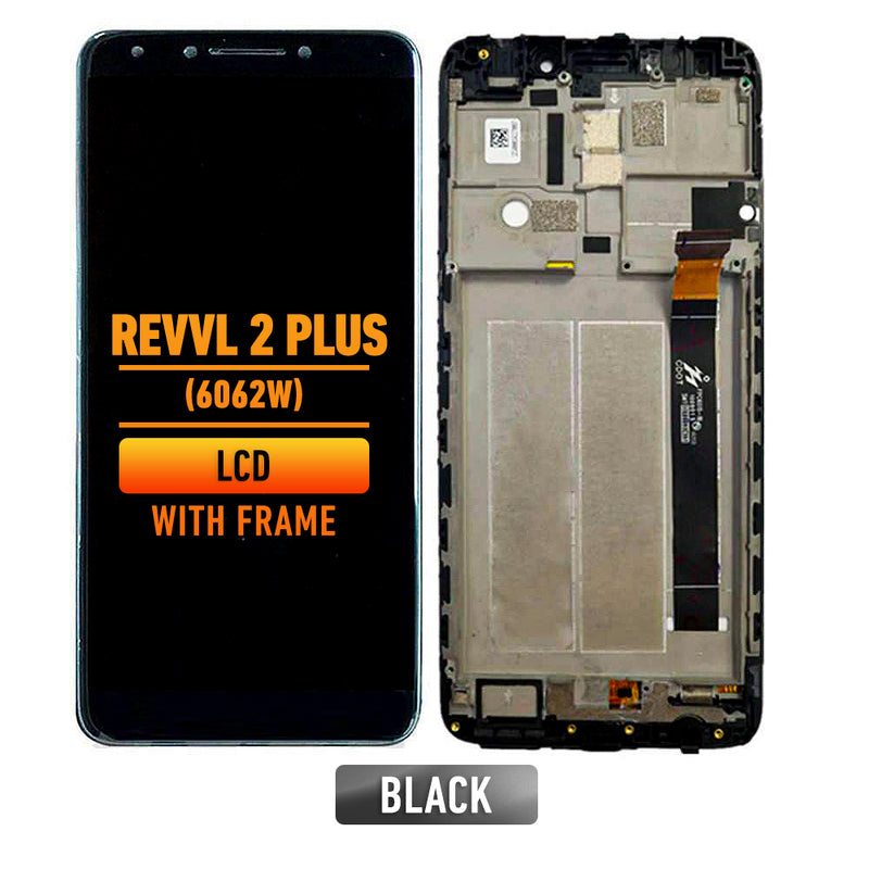T-Mobile Revvl 2 Plus 6062W LCD Screen Assembly Replacement With Frame (Black)