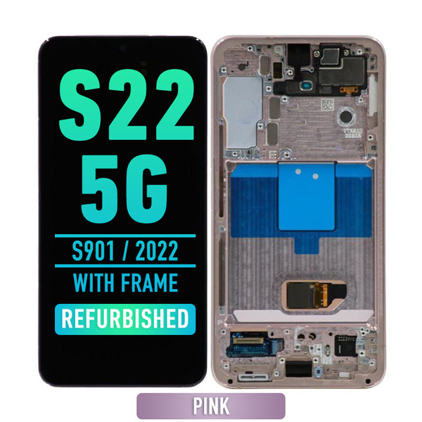 Samsung Galaxy S22 5G OLED Screen Assembly Replacement With Frame (Refurbished) (Pink)