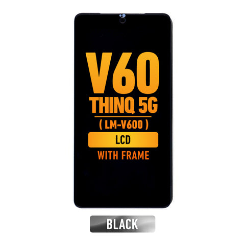 LG V60 ThinQ 5G UW (LM-V605) LCD Screen Assembly Replacement With Frame (Black)