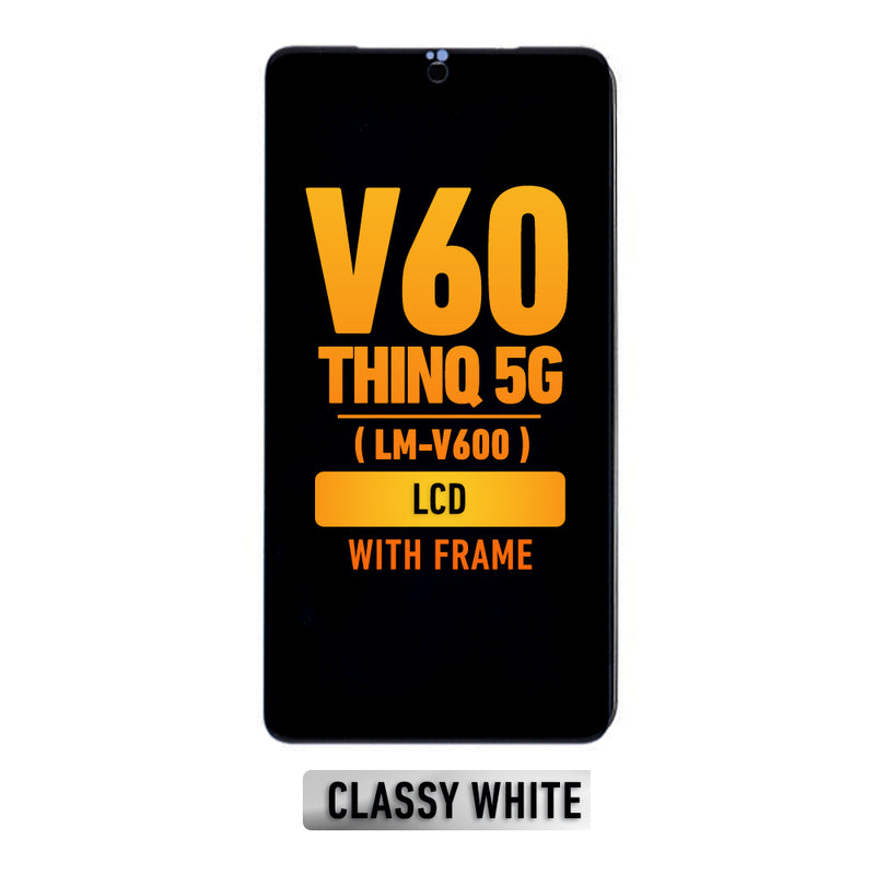 LG V60 ThinQ 5G UW (LM-V600) LCD Screen Assembly Replacement With Frame (Classy White)
